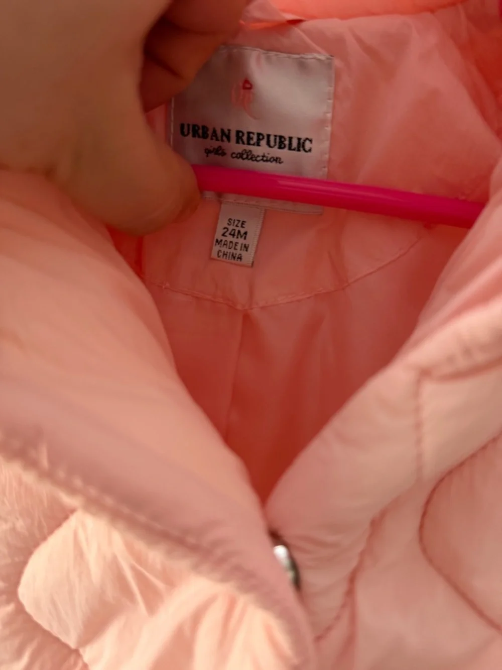 Urban Republic Quilted Hooded Puffer Jacket - Peach
